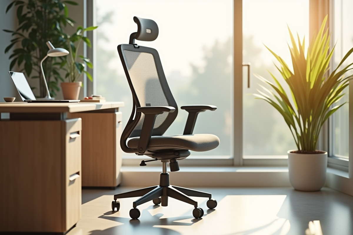 Chaise de bureau ergonomique en mesh respirant et tissu rembourre