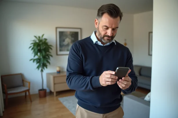 Homme d'âge moyen examinant un interrupteur sans fil