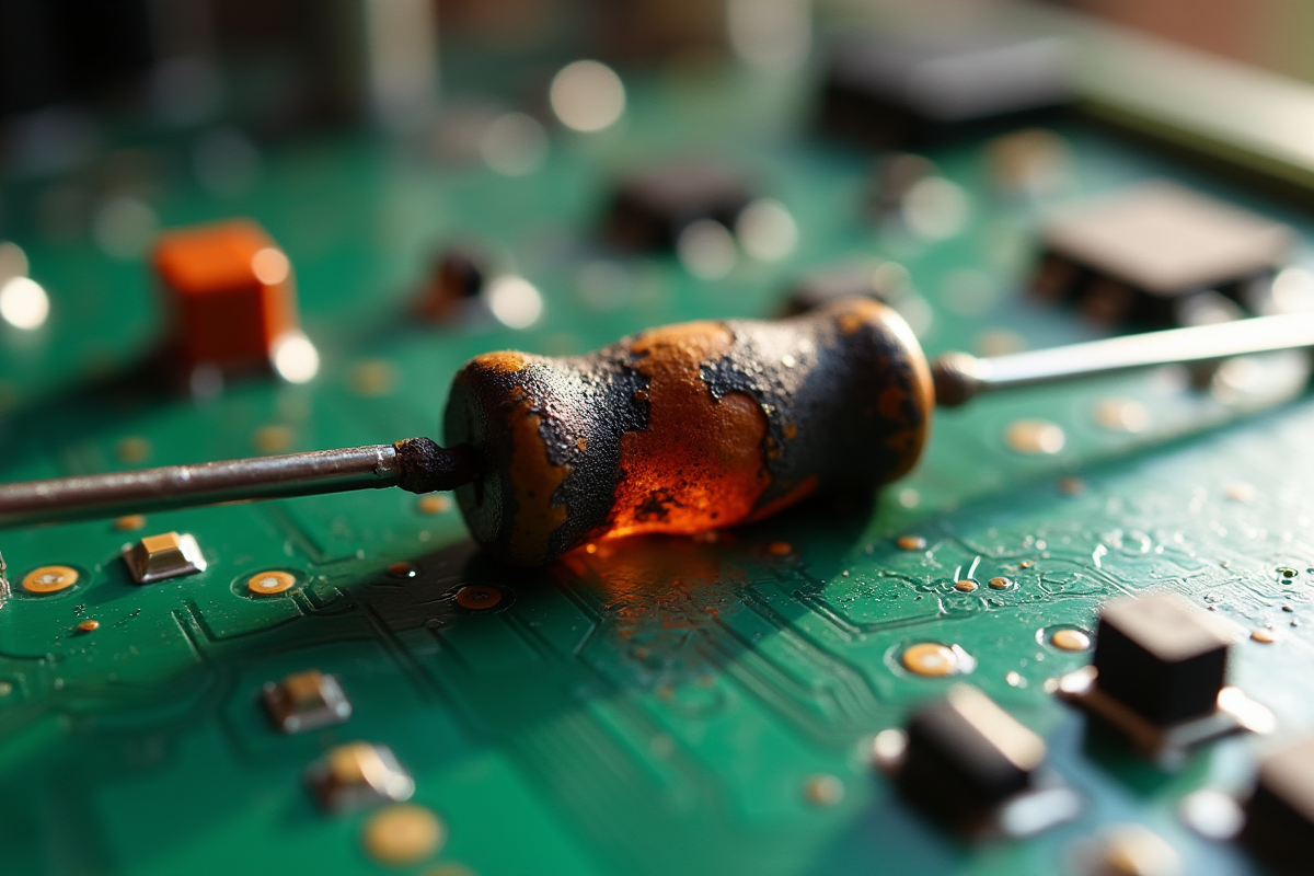 Resistor endommage sur circuit imprimé avec composants environnants